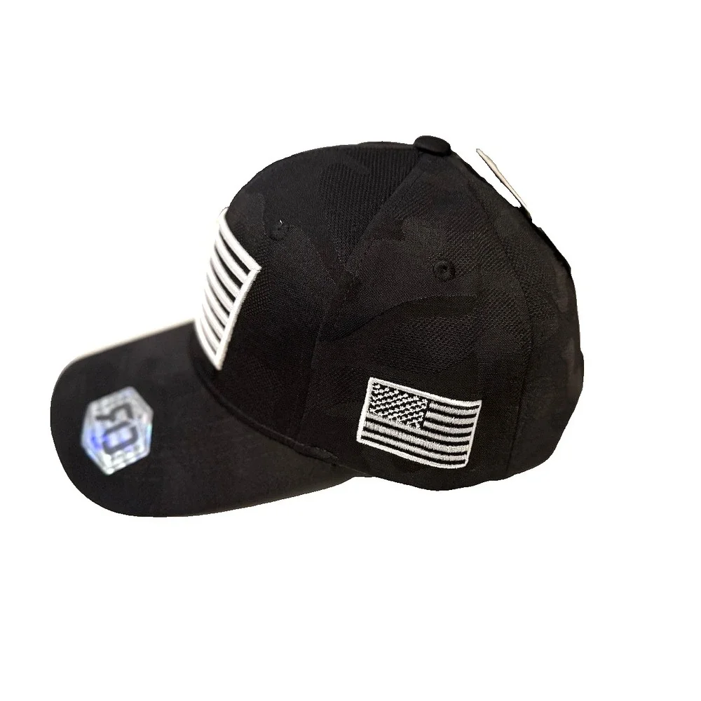 Runs Deep Premium Tactical American Flag Sueded Snapback Cap Hat BLK Subtle Camo
